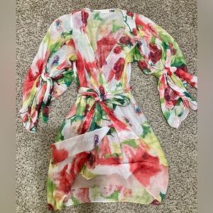 “Rubber Ducky”  floral dress with long sash belt